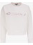 Kırık Beyaz Kadın Bisiklet Yaka Crop Baskılı Sweatshirt D4WL-SWT3010 1
