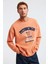 Legends Erkek Kolej Aplike Nakışlı Regular Fit Turuncu Sweatshirt 5