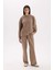 Wide Leg Geniş Bol Paça Beli Lastikli Bağcıklı Basic Düz Cepli Pantolon E1998AX24WN 4