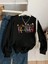 24 Kasım Öğretmenler Günü Baskılı Bisiklet Yaka Oversize Siyah Sweatshirt 1