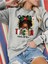 24 Kasım Öğretmenler Günü Baskılı Bisiklet Yaka Oversize Gri Sweatshirt 1
