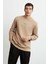 Albert Erkek Yuvarlak Yakalı Polarsız Baskılı ve Kontrast Dikişli Bej Sweatshirt 1