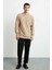 Albert Erkek Yuvarlak Yakalı Polarsız Baskılı ve Kontrast Dikişli Bej Sweatshirt 3