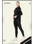 Kadın Eşofman Takım Siyah/beyaz Spor Tunik & Toparlayıcı Tayt Dalgıç Kumaş Sports And Casual 13060 1