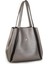 Kadın Büyük Boy Büzmeli Yavrulu Çıtçıtlı Tote Bag Omuz Çantası Gri 1