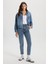 Kadın Norah Dark Blue Beli Lastikli Yırtıklı Jean Pantolon 1