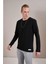 Erkek Siyah Bisiklet Yaka Etek Ucu Armalı Sweatshirt 3