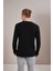Erkek Siyah Bisiklet Yaka Etek Ucu Armalı Sweatshirt 5