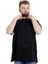 Mode Xl Büyük Beden Erkek T-Shirt Hakim Yaka Md Logo 22326 Siyah 1