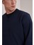 Erkek Lacivert Bisiklet Yaka Ön Üçgen Dikişli Ribanalı Iki Iplik Sweatshirt 4