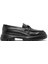 Erkek Siyah Baskılı Toka Detaylı Deri Loafer 24WFD664318 1