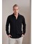 Erkek Siyah Uzun Kollu Merserize Kagi Slim Fit Gömlek 1