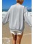 Uygun Tarz America Baskılı Pamuklu Oversize Sweatshirt 4