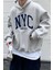 Uygun Tarz Nyc Baskılı Pamuklu Oversize Sweatshirt 2