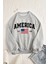 Uygun Tarz America Baskılı Pamuklu Oversize Sweatshirt 2