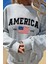 Uygun Tarz America Baskılı Pamuklu Oversize Sweatshirt 3