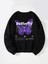 Oversize Bisiklet Yaka Basic Butterfly Baskılı Sweatshirt - Siyah 1