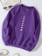Oversize Bisiklet Yaka Basic Freedom Baskılı Sweatshirt - Mor 1