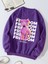 Oversize Bisiklet Yaka Basic Freedom Baskılı Sweatshirt - Mor 2