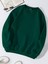Oversize Bisiklet Yaka Basic Rose Love Baskılı Sweatshirt - Koyu Yeşil 2