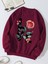 Oversize Bisiklet Yaka Basic Rose Love Baskılı Sweatshirt - Bordo 1
