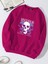 Oversize Bisiklet Yaka Basic Hystarigal Baskılı Sweatshirt - Fuşya 1