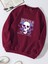 Oversize Bisiklet Yaka Basic Hystarigal Baskılı Sweatshirt - Bordo 1