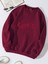 Oversize Bisiklet Yaka Basic Three Love Baskılı Sweatshirt - Bordo 1