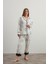 Kadın Plus Size Pamuklu Gömlek Yaka Uzun Pijama Takımı 3