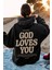 Uygun Tarz Good Loves You Baskılı Oversize Sweatshirt 1
