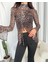 Leopar Tül Bluz Crop 2