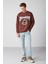 Chambery Erkek Yumuşacık Kumaşlı Oversize Fit Yuvarlak Yakalı Kolej Baskılı Kahverengi Sweatshirt 3