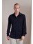 Erkek Lacivert Uzun Kollu Merserize Kagi Slim Fit Gömlek 1