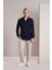 Erkek Lacivert Uzun Kollu Merserize Kagi Slim Fit Gömlek 4