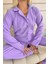 Mavi Düz Önden Düğmeli Peluş Polar Pijama Takımı 3