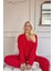 Kırmızı Düz Önden Düğmeli Peluş Polar Pijama Takımı 5