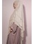 Hazır Bağlama Üç Katlı Şifon Hac Umre Şalı Sufle Khimar Hijab Krem Rengi 2