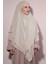 Hazır Bağlama Üç Katlı Şifon Hac Umre Şalı Sufle Khimar Hijab Krem Rengi 4