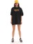 Unisex Bisiklet Yaka Baskılı Oversize T-Shirt - Siyah 1