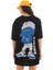 Unisex Bisiklet Yaka Baskılı Oversize T-Shirt - Siyah 2
