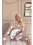 Karamel Yıldız Desenli Önden Düğmeli Peluş Polar Pijama Takımı 2