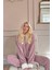 Kahve Heart Magic Desenli Kapşonlu Peluş Polar Pijama 3