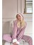 Kahve Heart Magic Desenli Kapşonlu Peluş Polar Pijama 5