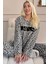 Kahverengi Wild Soul Desenli Peluş Polar Pijama Takımı 1