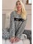Kahverengi Wild Soul Desenli Peluş Polar Pijama Takımı 1
