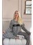 Kahverengi Wild Soul Desenli Peluş Polar Pijama Takımı 2