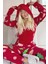 Kırmızı Crimson Desenli Kadın Polar Peluş Tulum Pijama 1