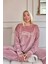 Pembe Beautiful Desenli Exclusive Kadife Kadın Pijama Takımı 4