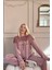 Pembe Beautiful Desenli Exclusive Kadife Kadın Pijama Takımı 7
