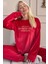 Kırmızı Whatever Desenli Exclusive Kadife Kadın Pijama Takımı 1